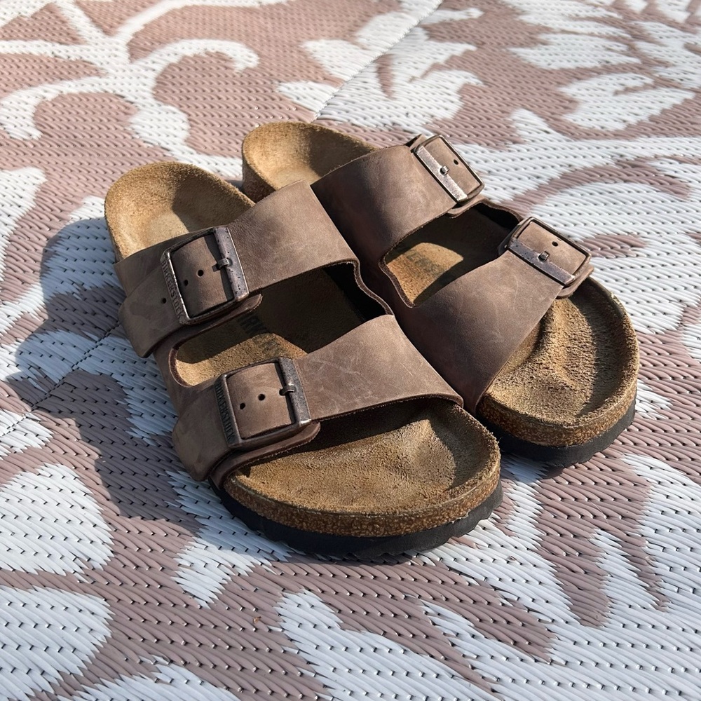 Birkenstock Arizona Double-Buckle Sandals Brown Oiled Leather | EU 38 / US 7-7.5
